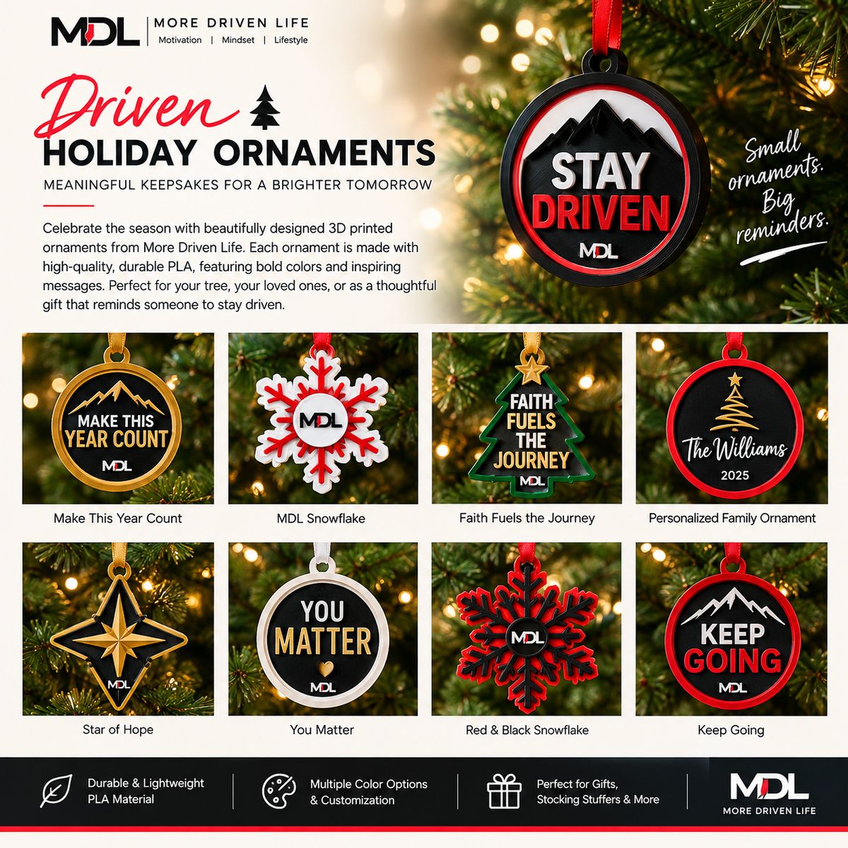 Driven Holiday Ornaments
