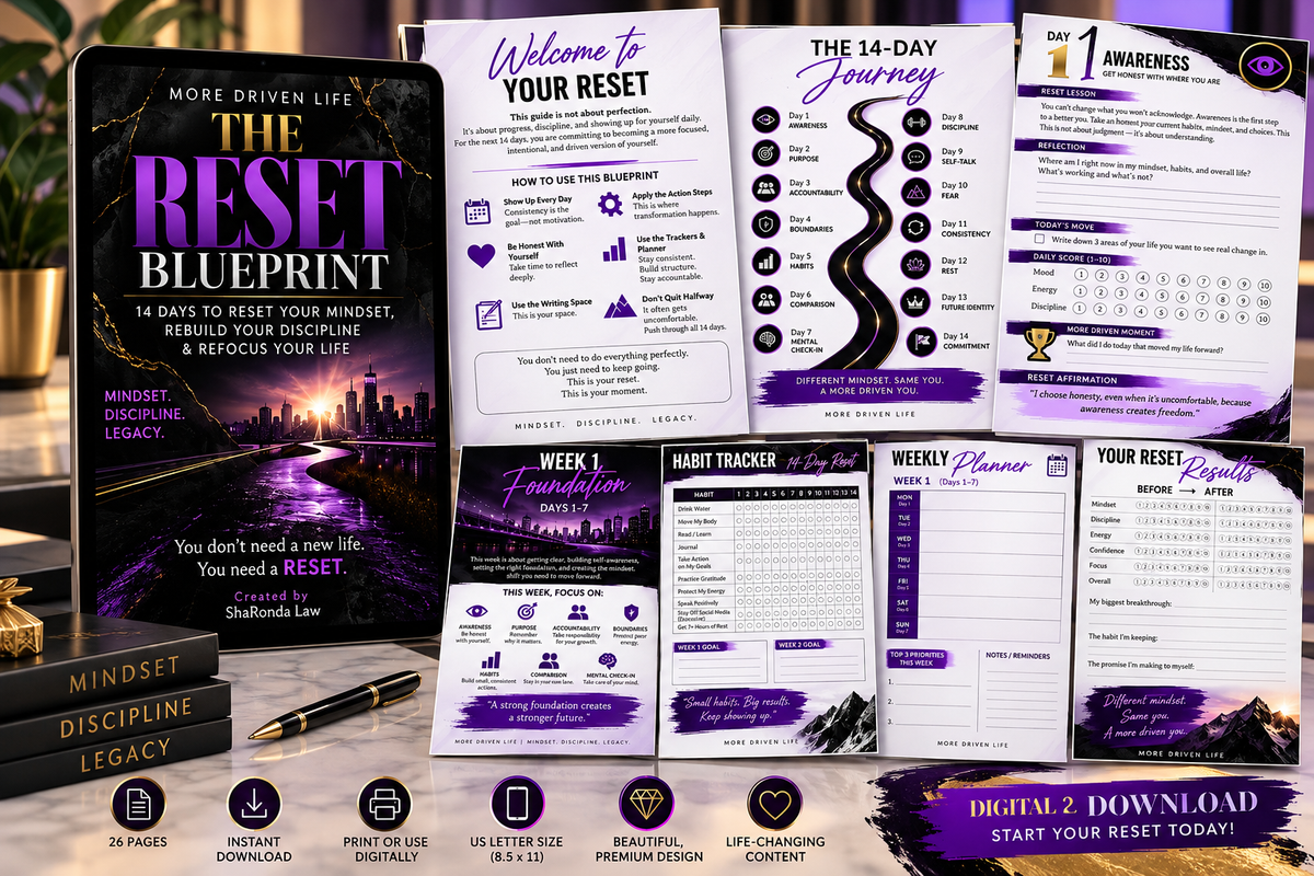 14-Day Mindset & Discipline Reset Journal | A Guided Journey to Growth, Purpose & Lasting Change — More Driven Life